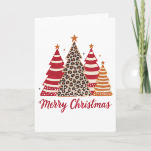 Tarjeta Árboles con Estampado de Navidad Feliz Leopardo Ro