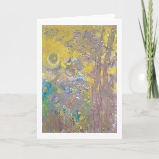 Tarjeta Árboles con fondo amarillo, Redon (Anverso)