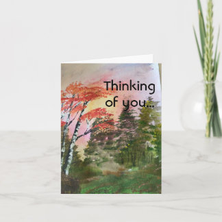 Tarjeta Árboles de abedul del otoño que piensan en usted