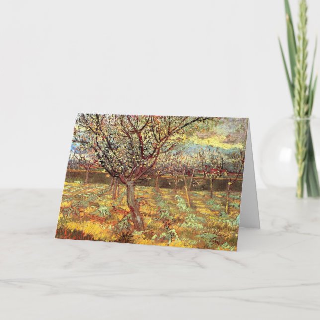 Tarjeta Árboles de albaricoque en flor, por Vincent van Go (Anverso)