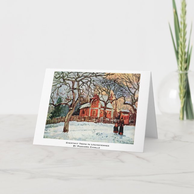 Tarjeta Árboles de castaña en Louveciennes de Pissarro (Anverso)