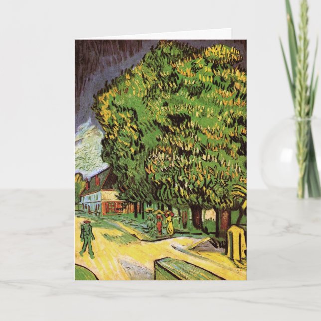 Tarjeta Árboles de castaño en flor por Vincent van Gogh (Anverso)