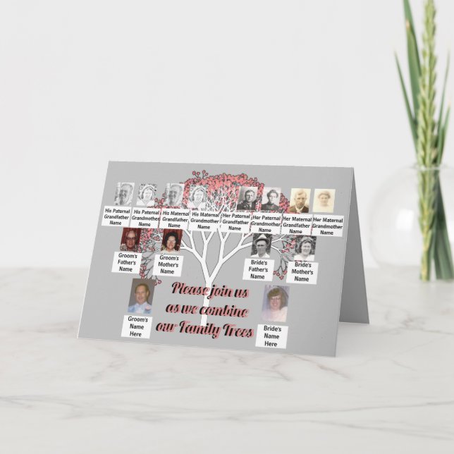 Tarjeta Árboles de la familia de la foto Árbol fractal ros (Anverso)