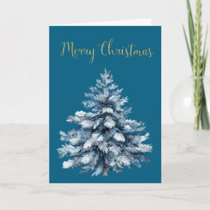 Tarjeta Árboles de Navidad blancos azules