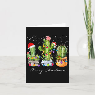 Tarjeta Árboles de Navidad Cactus Luces Sombrero de Santa