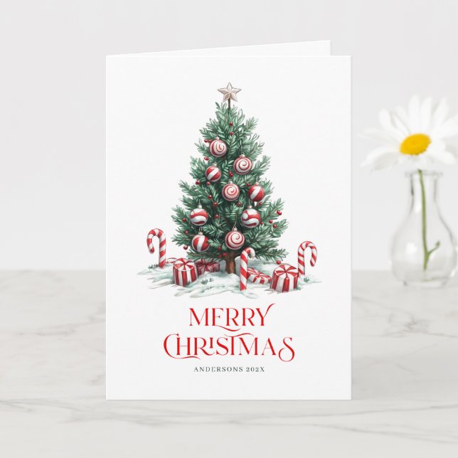 Tarjeta Árboles de Navidad Candy Cane Feliz Navidad (Planta pequeña)