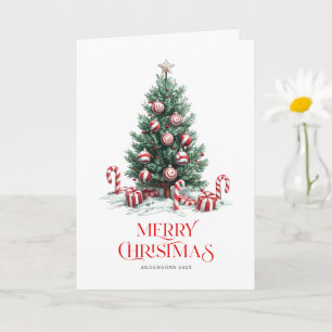 Tarjeta Árboles de Navidad Candy Cane Feliz Navidad