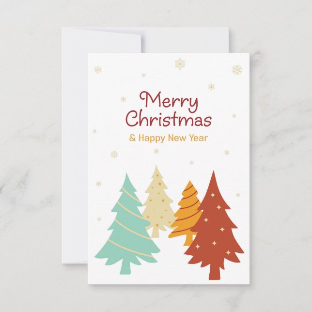 Tarjeta Árboles de Navidad coloridos. (Anverso)