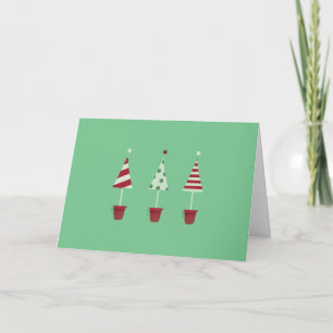 Tarjeta Árboles de Navidad curos Rojo verde