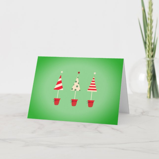 Tarjeta Árboles de Navidad decorados (Anverso)