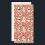 Tarjeta Árboles de Navidad retro estrella de berry caramel<br><div class="desc">Patrón inmaculado decorado con adorno navideño festivo en un fondo rosa</div>