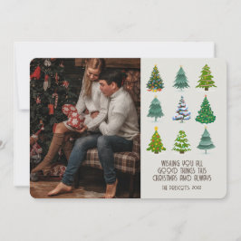 Tarjeta Árboles de Navidad retro Groovy Photo