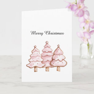 Tarjeta Árboles de Navidad rosados con estrellas doradas