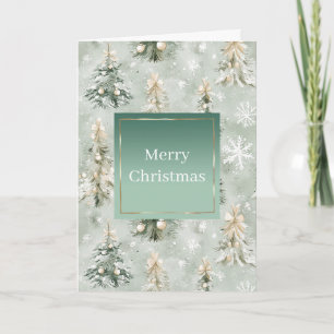 Tarjeta Árboles de Navidad y copos de nieve de crema de me