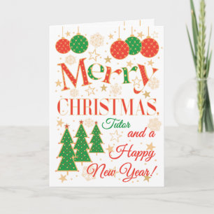 Tarjeta Árboles de Navidad y ornamentos para tutor