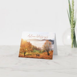 Tarjeta Árboles de otoño en el campo con texto personaliza