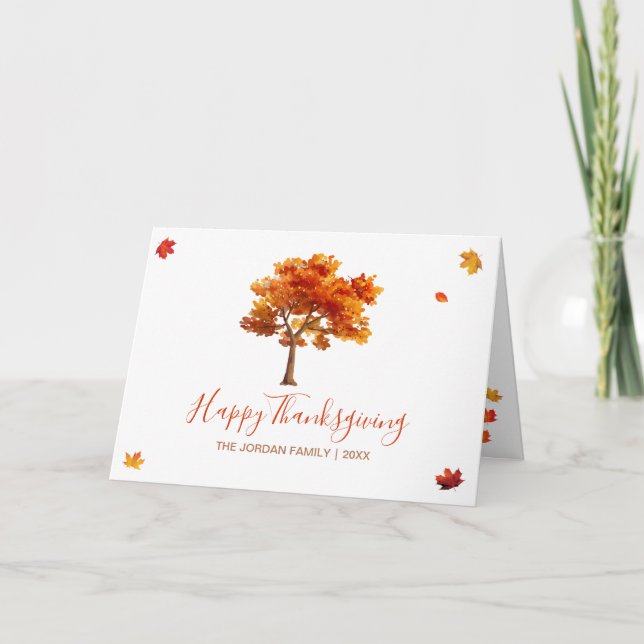 Tarjeta Árboles de otoño felices del día de gracias person (Anverso)