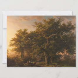 Tarjeta Árboles de roble en paisaje forestal (paisaje de b