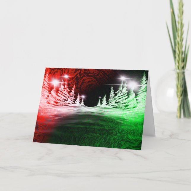 Tarjeta Árboles de vacaciones rojos y verdes - Navidades/t (Anverso)