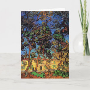 Tarjeta Árboles de Van Gogh en el jardín, Hospital de Sain