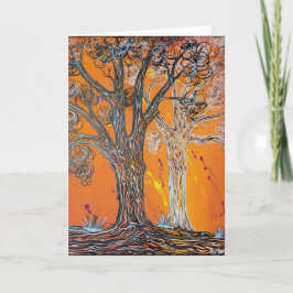 Tarjeta Árboles del fantasma que saludan