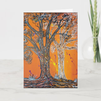 Tarjeta Árboles del fantasma que saludan