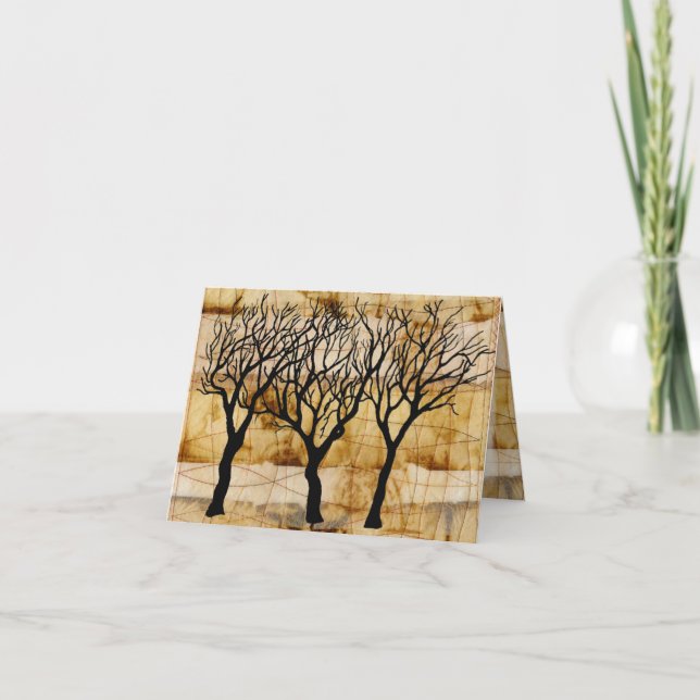 Tarjeta Árboles del invierno en fondo de la bolsita de té (Anverso)