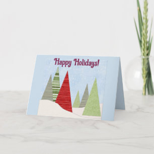 Tarjeta Árboles editables de invierno Navidad Felices Fies