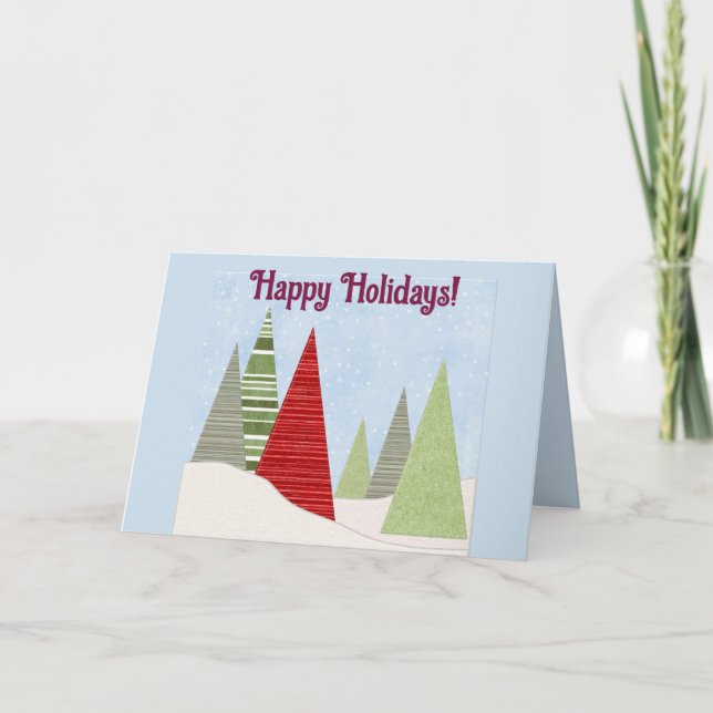 Tarjeta Árboles editables de invierno Navidad Felices Fies (Anverso)
