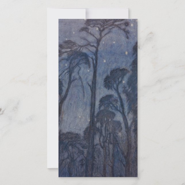 Tarjeta Árboles en Crepúsculo (por Edward Robert Hughes) (Anverso)