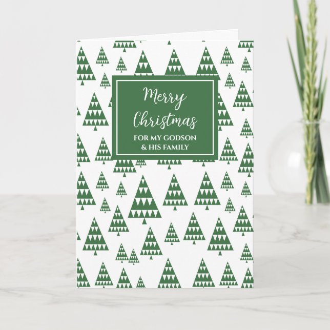 Tarjeta Árboles modernos Godson y familia Feliz Navidad (Anverso)