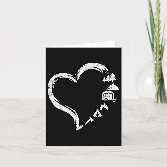 Tarjeta Árboles Rv Van Campfire Carpa Corazón Cute Amor Ca (Anverso)