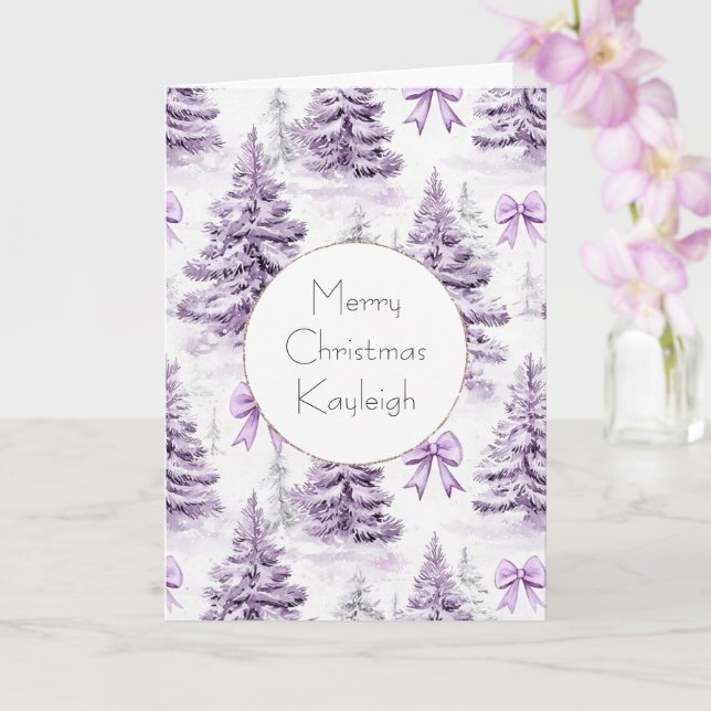 Tarjeta Árboles y arcos de Navidad Girly Purple (Orquídea)
