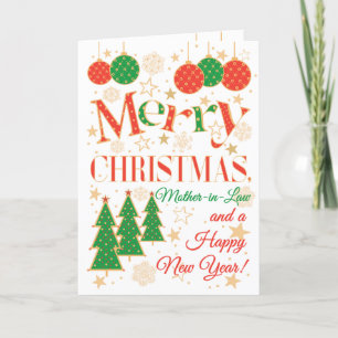 Tarjeta Árboles y ornamentos de Navidad para suegros