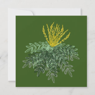 Tarjeta Arbusto botánico Mahonia Dibujado a mano Verde