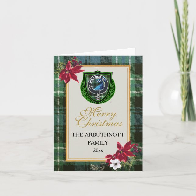 Tarjeta Arbuthnott Scottish Clan Tartan & Crest (Anverso)