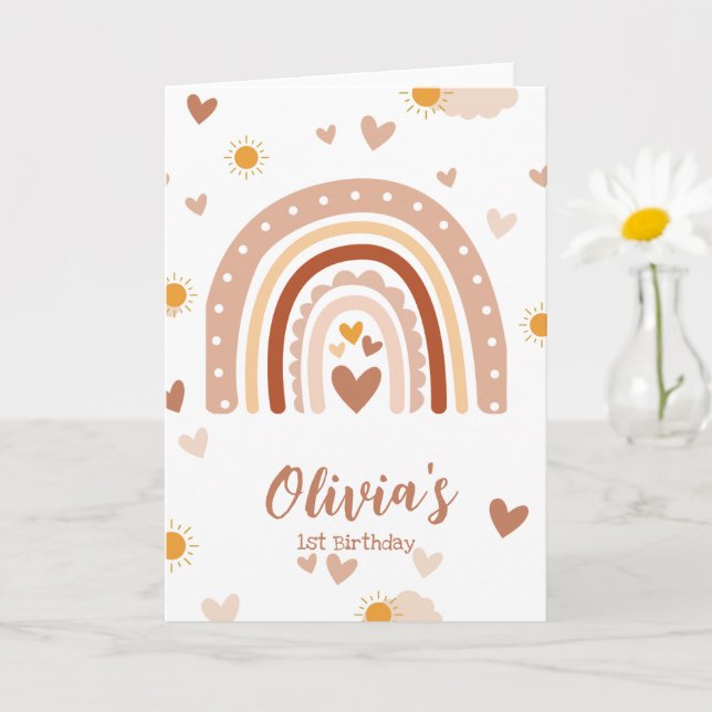 Tarjeta Arc en ciel Boheme - 1 an Anniversaire Fille (Planta pequeña)