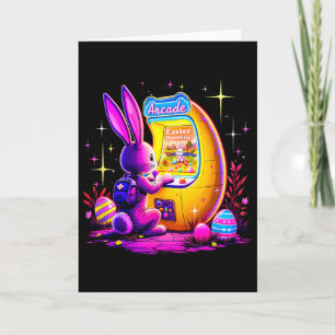 Tarjeta Arcade de caza de Pascua - Bunny Gamer estilo retr