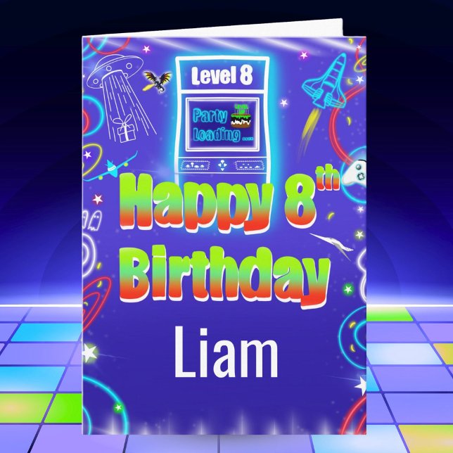 Tarjeta Arcade Retro Personalizado Cumpleaños 8  (Subido por el creador)