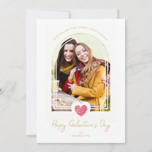 Tarjeta Arch Effect Pink Heart Friends Happy Galentine's 