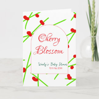 Tarjeta Arch shape cherry blossom red green baby shower na