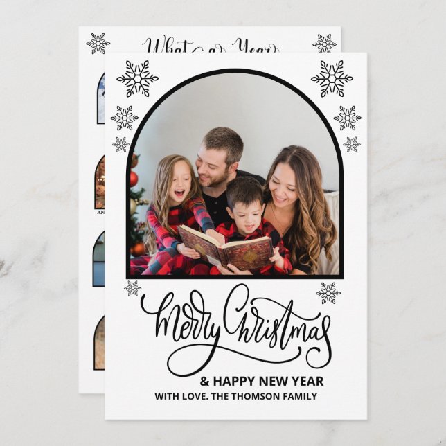 Tarjeta Arch What a Year en la reseña de fotos Feliz Navid (Anverso / Reverso)