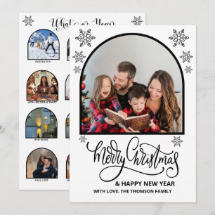 Tarjeta Arch What a Year en la reseña de fotos Feliz Navid