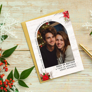 Tarjeta Arch What a Year en Review multifotos de Navidades