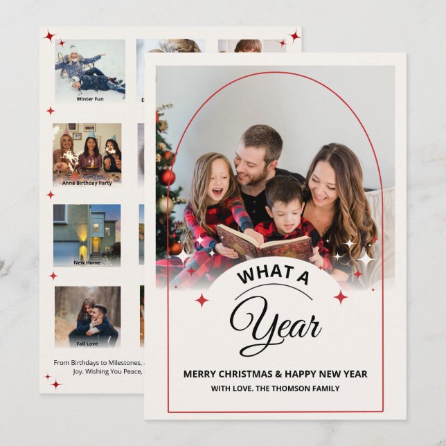 Tarjeta Arch What a Year en Review multiples Navidades fot (Anverso / Reverso)
