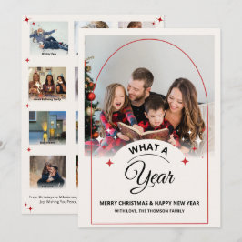 Tarjeta Arch What a Year en Review multiples Navidades fot