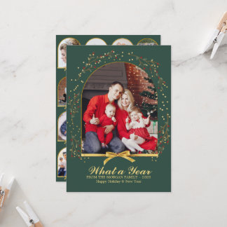 Tarjeta Arch What a Year Gold Bow Multi Photo Navidades