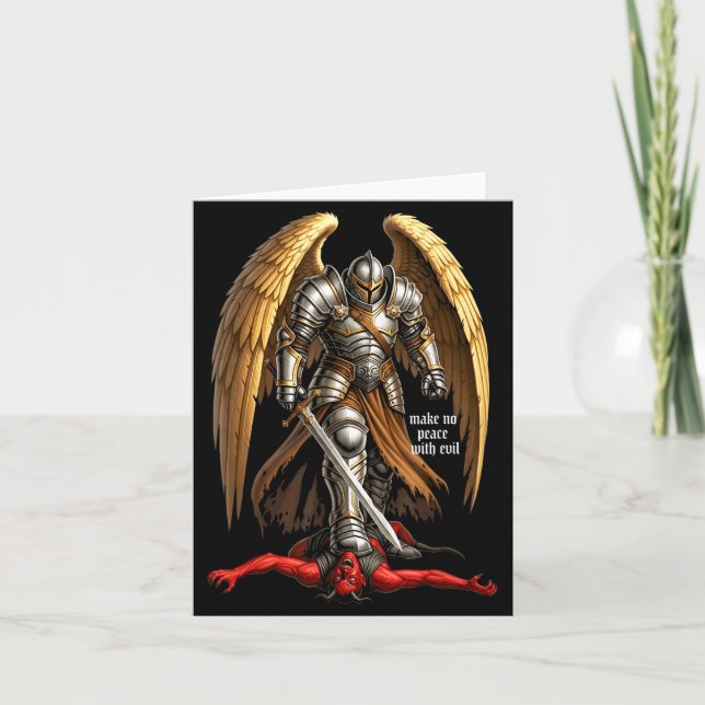 Tarjeta Archangel Michael Faith Design Make No Peace With  (Anverso)