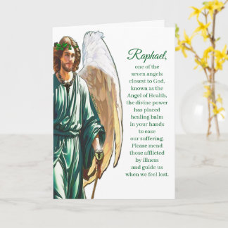 Tarjeta Archangel Raphael Healing Angel Prayer Card –White