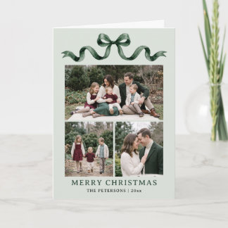 Tarjeta Arco de acuarela verde salvia Navidad Foto doblada